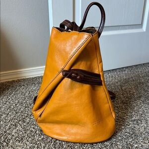 Vera Pelle Yellow and Brown Leather Bag